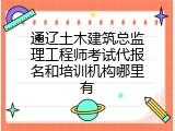 通辽土木建筑总监理工程师考试代报名和培训机构哪里有