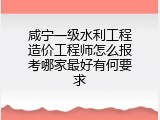 咸宁一级水利工程造价工程师怎么报考哪家最好有何要求