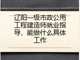 辽阳一级市政公用工程建造师就业指导，能做什么具体工作