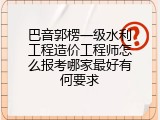巴音郭楞一级水利工程造价工程师怎么报考哪家最好有何要求