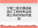 宁夏二级交通运输造价工程师考试成绩公布时间如何查询