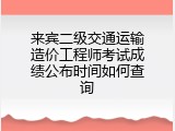 来宾二级交通运输造价工程师考试成绩公布时间如何查询