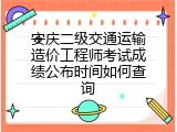 安庆二级交通运输造价工程师考试成绩公布时间如何查询