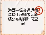 海西一级交通运输造价工程师考试成绩公布时间如何查询