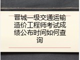 晋城一级交通运输造价工程师考试成绩公布时间如何查询