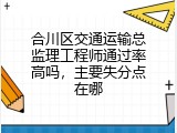 合川区交通运输总监理工程师通过率高吗，主要失分点在哪
