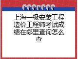 上海一级安装工程造价工程师考试成绩在哪里查询怎么查