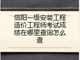 信阳一级安装工程造价工程师考试成绩在哪里查询怎么查