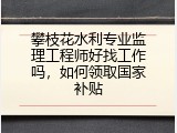 攀枝花水利专业监理工程师好找工作吗，如何领取国家补贴
