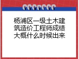 杨浦区一级土木建筑造价工程师成绩大概什么时候出来