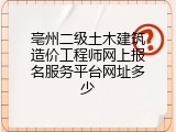 亳州二级土木建筑造价工程师网上报名服务平台网址多少