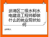 武清区二级水利水电建造工程师都做什么的就业现状如何