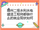 随州二级水利水电建造工程师都做什么的就业现状如何