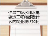 许昌二级水利水电建造工程师都做什么的就业现状如何