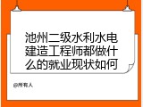 池州二级水利水电建造工程师都做什么的就业现状如何