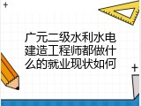 广元二级水利水电建造工程师都做什么的就业现状如何