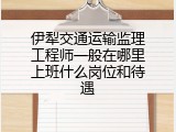 伊犁交通运输监理工程师一般在哪里上班什么岗位和待遇