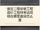 崇左二级安装工程造价工程师考试成绩在哪里查询怎么查