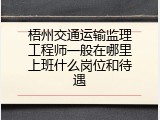 梧州交通运输监理工程师一般在哪里上班什么岗位和待遇