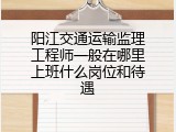 阳江交通运输监理工程师一般在哪里上班什么岗位和待遇