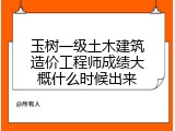 玉树一级土木建筑造价工程师成绩大概什么时候出来