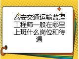 泰安交通运输监理工程师一般在哪里上班什么岗位和待遇