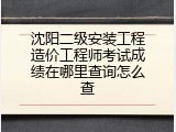 沈阳二级安装工程造价工程师考试成绩在哪里查询怎么查