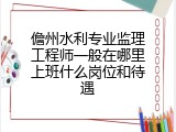 儋州水利专业监理工程师一般在哪里上班什么岗位和待遇
