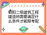 朝阳二级建筑工程建造师需要满足什么条件才能报考呢