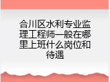 合川区水利专业监理工程师一般在哪里上班什么岗位和待遇