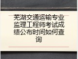 芜湖交通运输专业监理工程师考试成绩公布时间如何查询