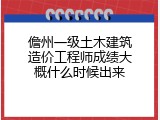 儋州一级土木建筑造价工程师成绩大概什么时候出来