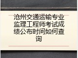 沧州交通运输专业监理工程师考试成绩公布时间如何查询
