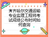 齐齐哈尔交通运输专业监理工程师考试成绩公布时间如何查询