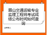 眉山交通运输专业监理工程师考试成绩公布时间如何查询