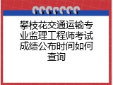 攀枝花交通运输专业监理工程师考试成绩公布时间如何查询