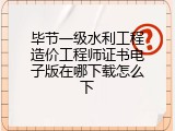 毕节一级水利工程造价工程师证书电子版在哪下载怎么下