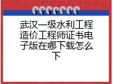 武汉一级水利工程造价工程师证书电子版在哪下载怎么下