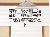菏泽一级水利工程造价工程师证书电子版在哪下载怎么下