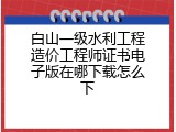 白山一级水利工程造价工程师证书电子版在哪下载怎么下