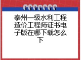 泰州一级水利工程造价工程师证书电子版在哪下载怎么下