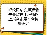 呼伦贝尔交通运输专业监理工程师网上报名服务平台网址多少