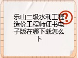乐山二级水利工程造价工程师证书电子版在哪下载怎么下