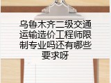 乌鲁木齐二级交通运输造价工程师限制专业吗还有哪些要求呀