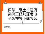 伊犁一级土木建筑造价工程师证书电子版在哪下载怎么下