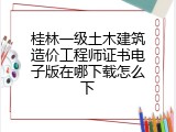 桂林一级土木建筑造价工程师证书电子版在哪下载怎么下
