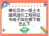 呼伦贝尔一级土木建筑造价工程师证书电子版在哪下载怎么下