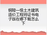 铜陵一级土木建筑造价工程师证书电子版在哪下载怎么下