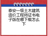泰安一级土木建筑造价工程师证书电子版在哪下载怎么下