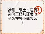 徐州一级土木建筑造价工程师证书电子版在哪下载怎么下